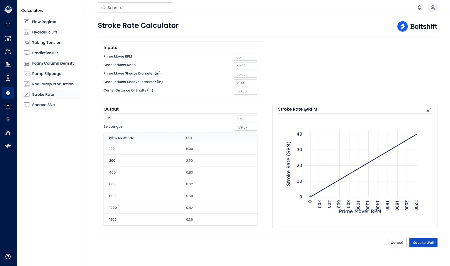 Stroke Rate Calculator interface