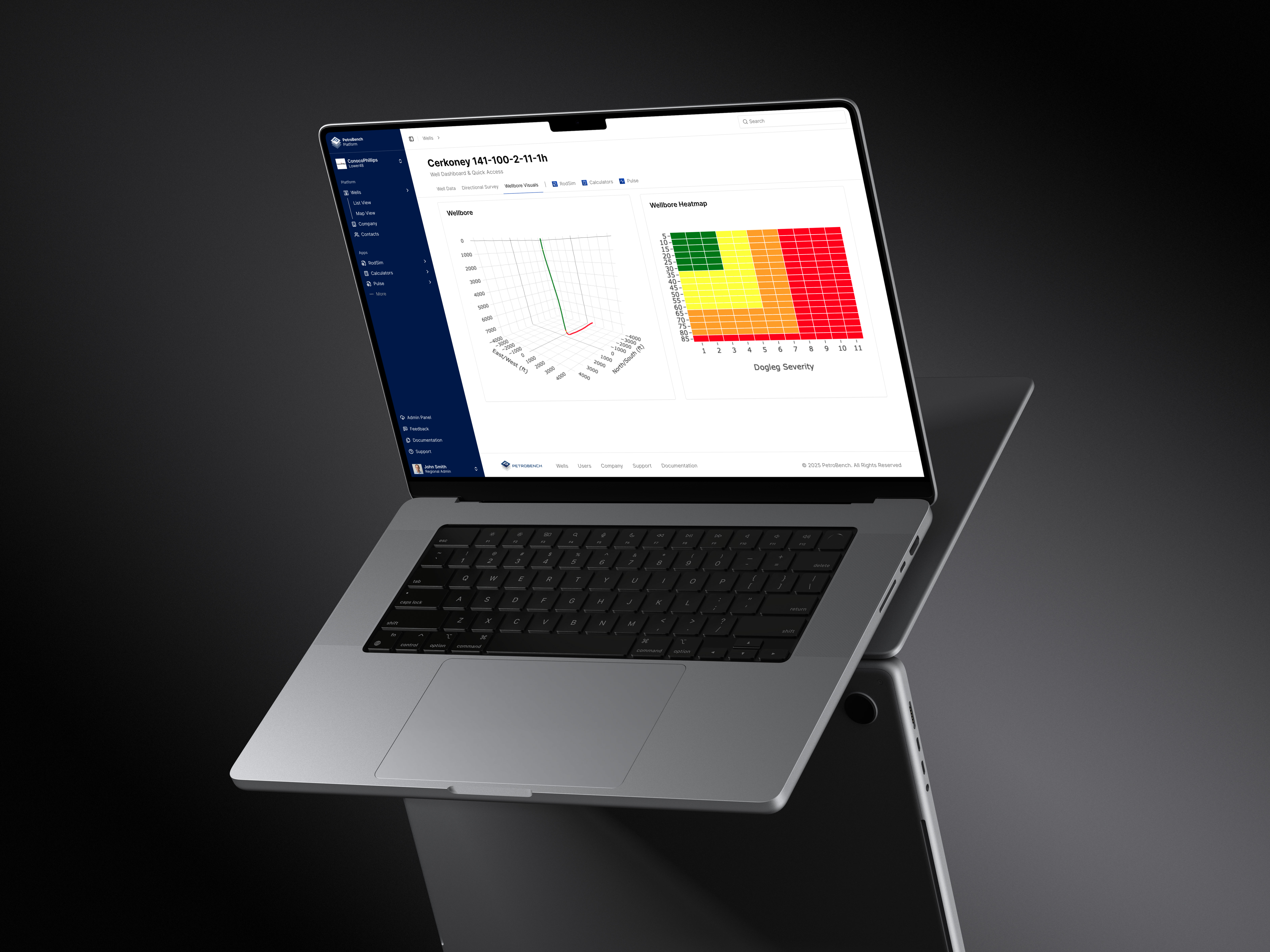 PetroBench rod lift design platform dashboard showing real-time well monitoring and simulation interface